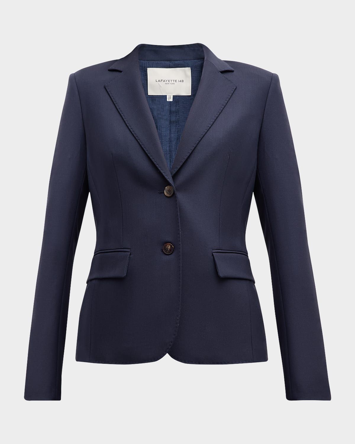 Pick Stitch Stretch Wool Blazer