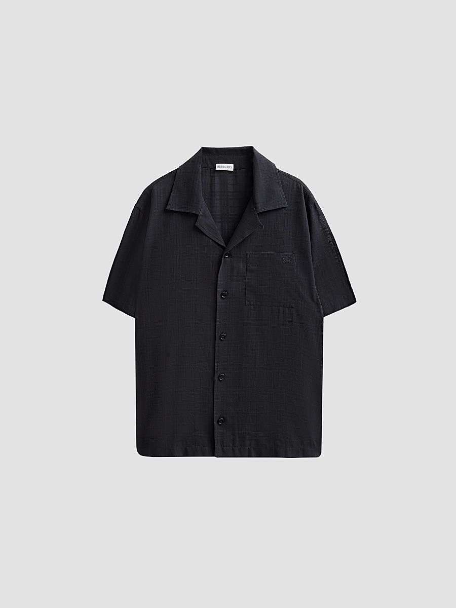 Men's Signature Check Cotton Camp Shirt - Black Check - Size XXL