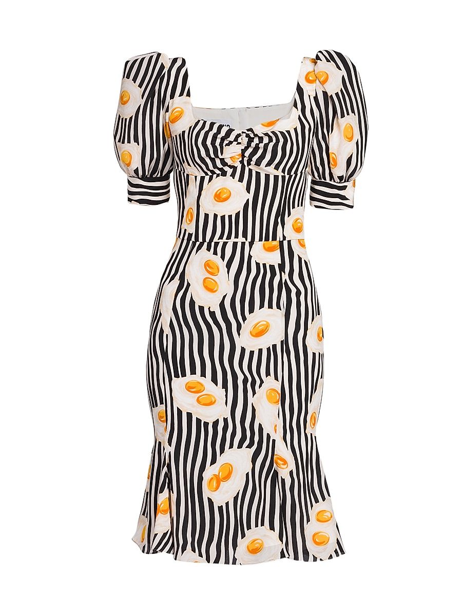 Women's Egg-Print Striped Midi Dress - Fantasy Print Black - Size 6