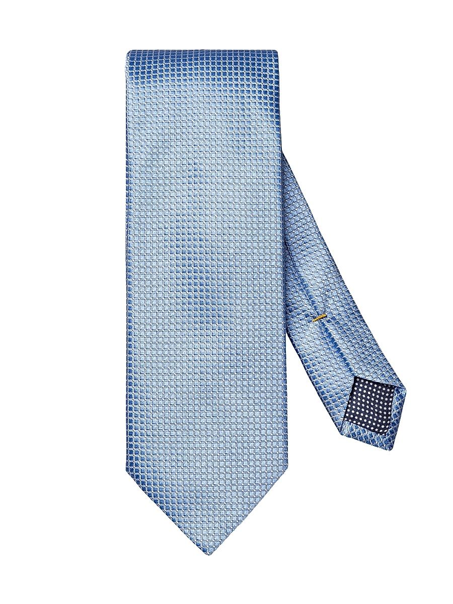 Men's Geometric Silk Satin Tie - Blue