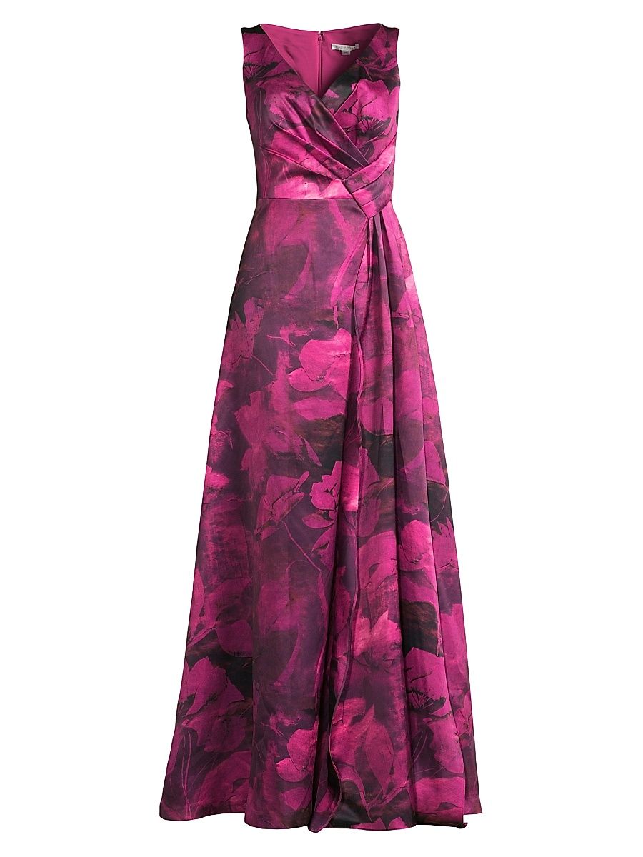 Women's Cecilia Floral Satin Gown - Vivid Berry Multi - Size 16
