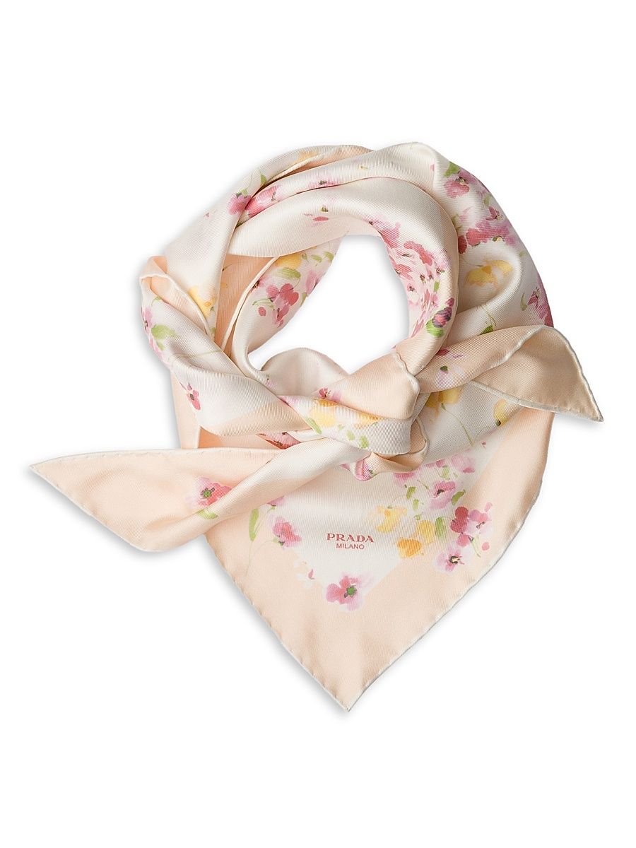 Women's Printed Silk Twill Scarf - Pink Multi