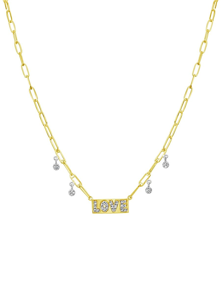 Women's Love Plate 14K Yellow & 0.15 TCW Diamond Pendant Necklace - Yellow Gold