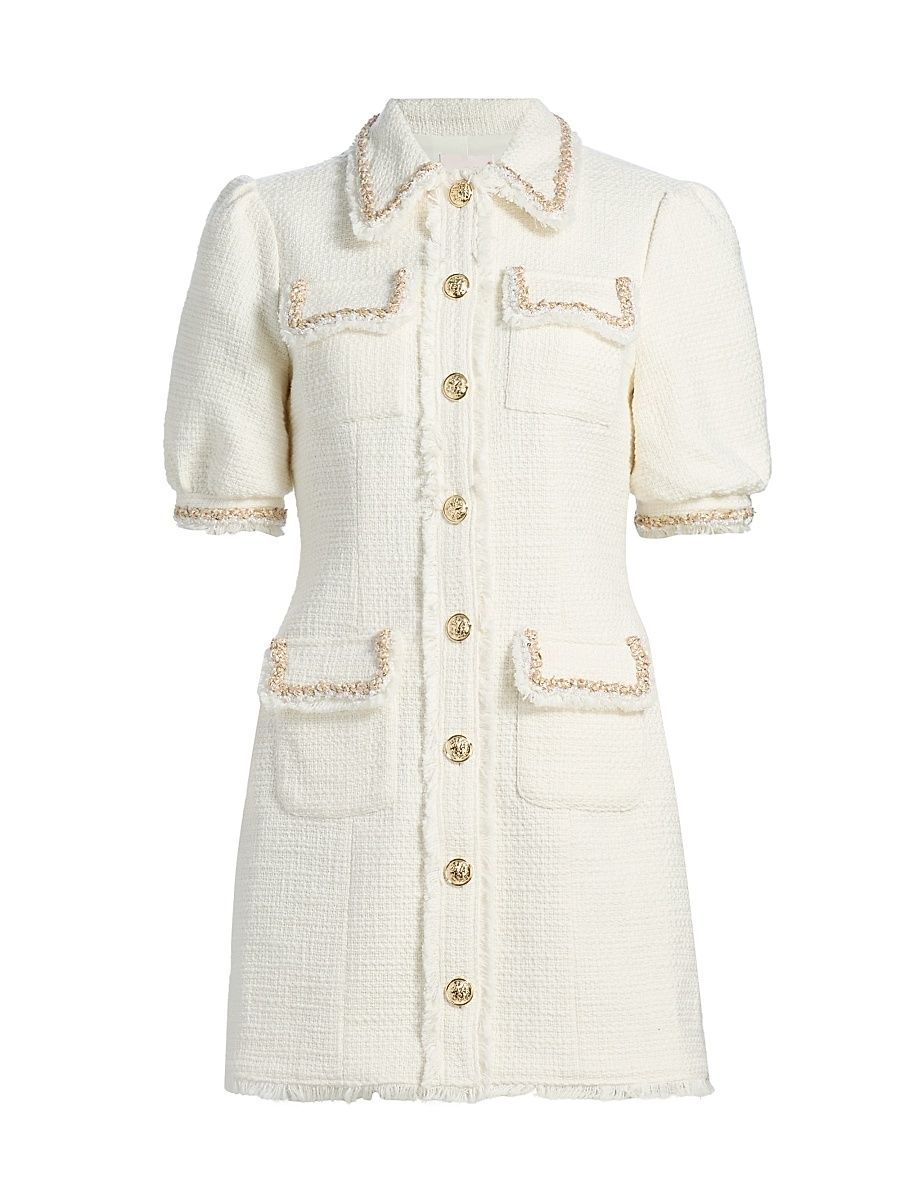 Women's Nyx Encrusted Braid-Trimmed Tweed Minidress - Gardenia - Size 14