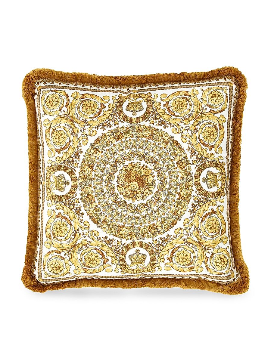 Heritage Barocco Cushion - White Gold Black