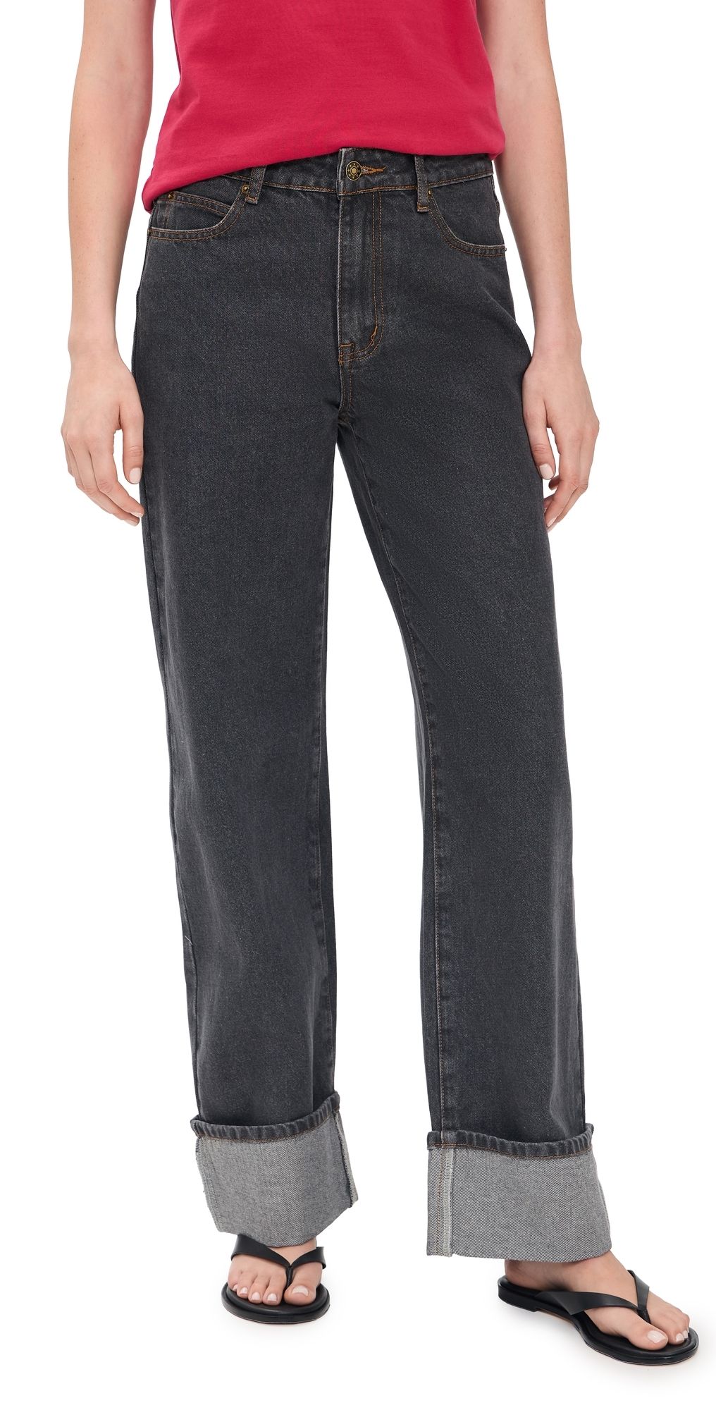 Lioness Top Model Cuffed Jeans Charcoal S