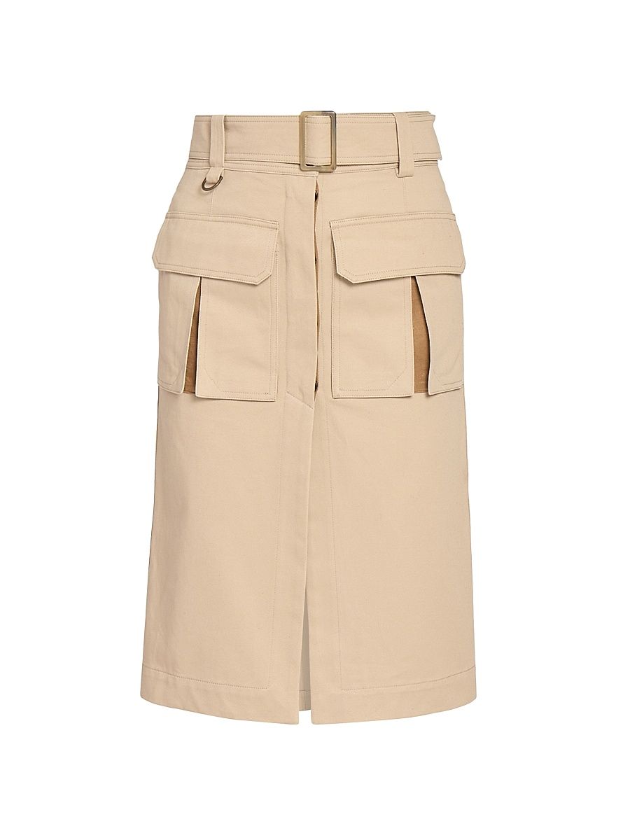 Women's Cotton Belted Utility Skirt - Sandy Brown - Size 6