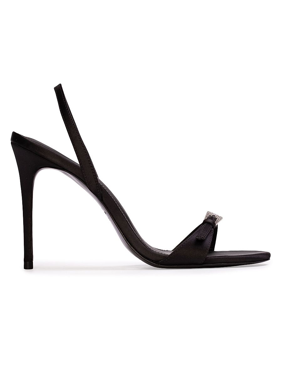 Women's Romi 100MM Satin Sandals - Black Satin - Size 11