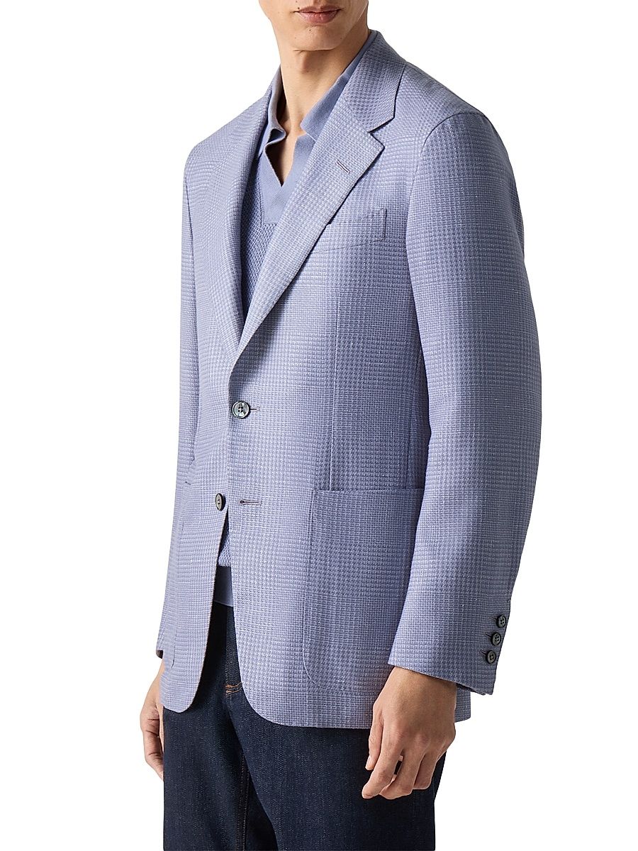 Men's Cashmere Silk and Linen Jacket - Lilac - Size 44