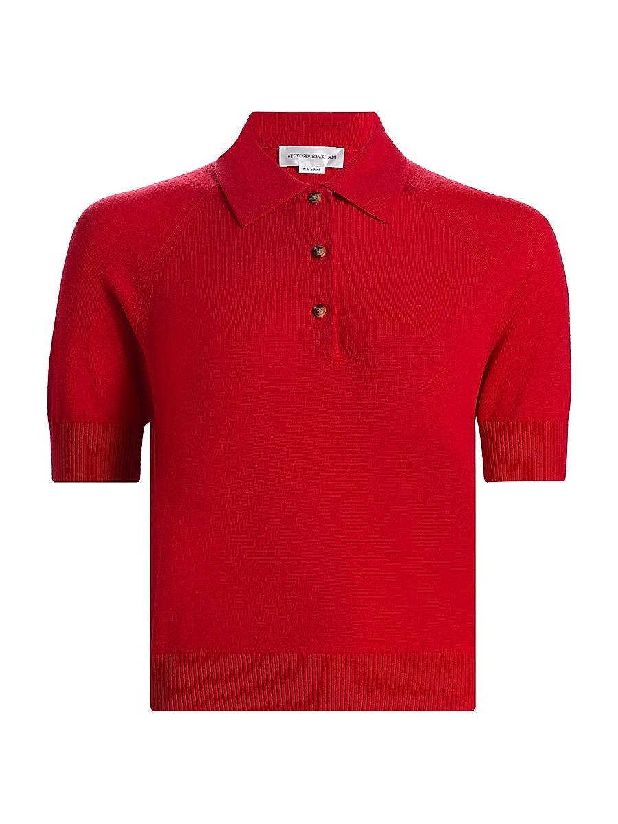 Women's Extrafine Merino Wool Polo Top - Cardinal Red - Size XS