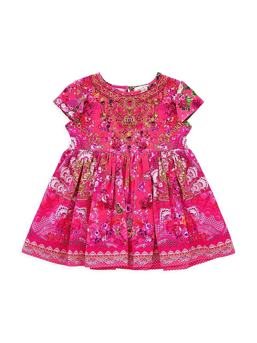 Baby Girl's & Little Girl's Ornate-Print Stretch-Cotton Dress - Rose - Size 2