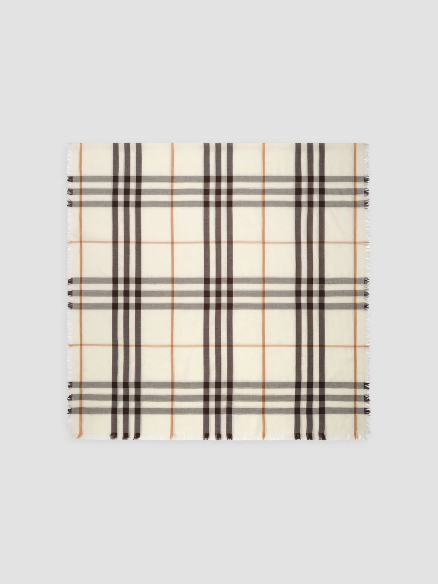 Burberry Women's Signature Tartan Cashmere Foulard Scarf - White