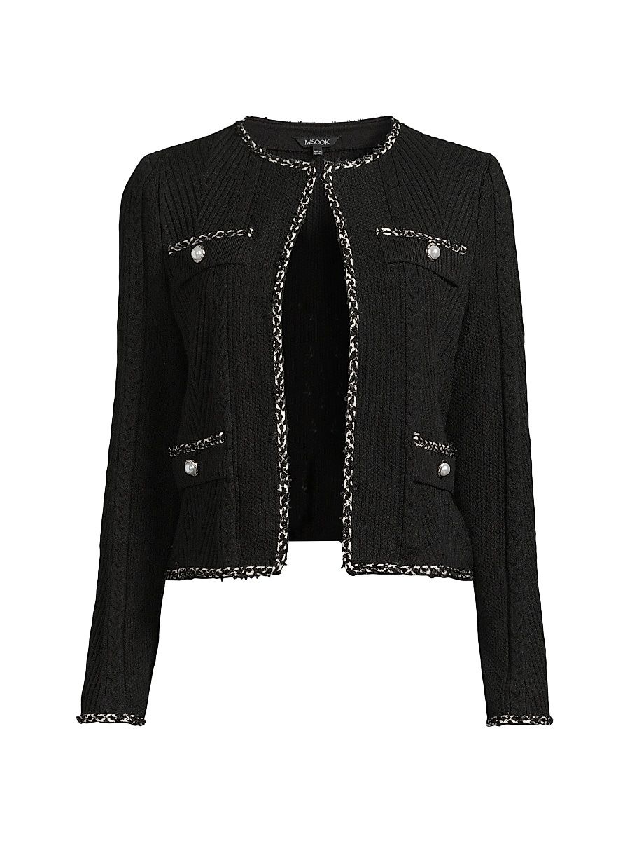 Women's Rib-Knit Long-Sleeve Jacket - Black Biscotti - Size XXL