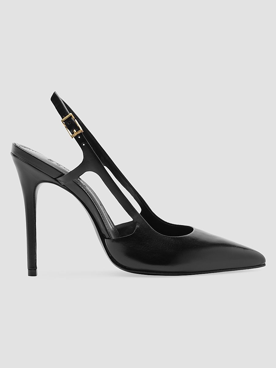 Women's Boris 110MM Leather Slingback Pumps - Black - Size 11