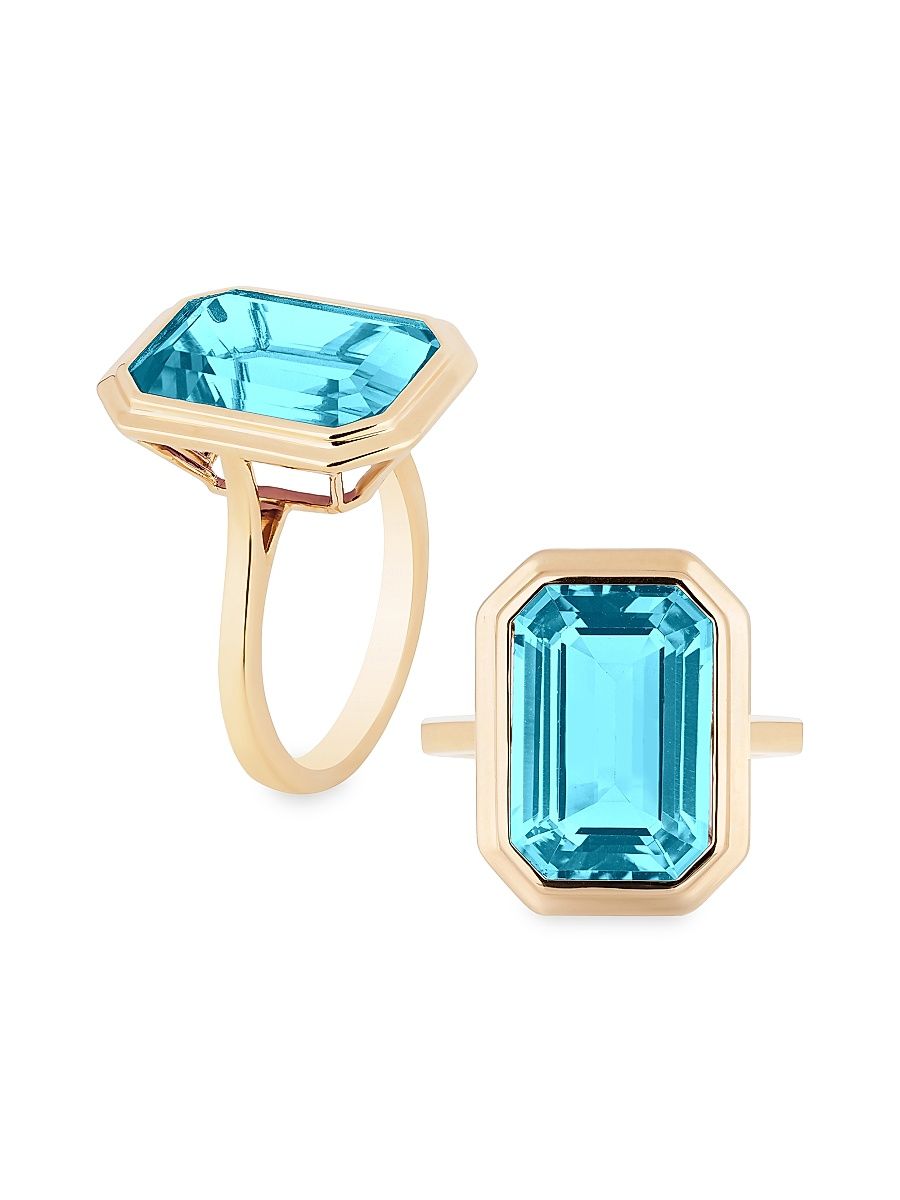 Women's Manhattan 18K Yellow Gold & Blue Topaz Ring - Blue - Size 7