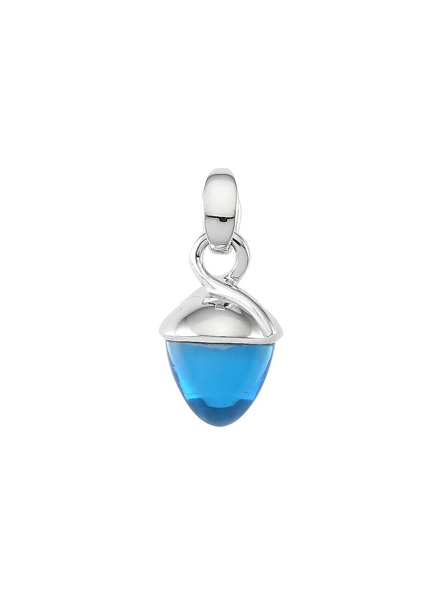 Women's Mikado Bouquet 18K White Gold & Swiss Blue Topaz Acorn Pendant - White Gold
