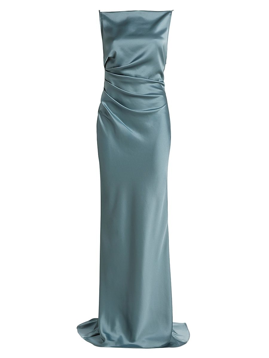 Women's Draped Satin Gown - Twilight - Size 14