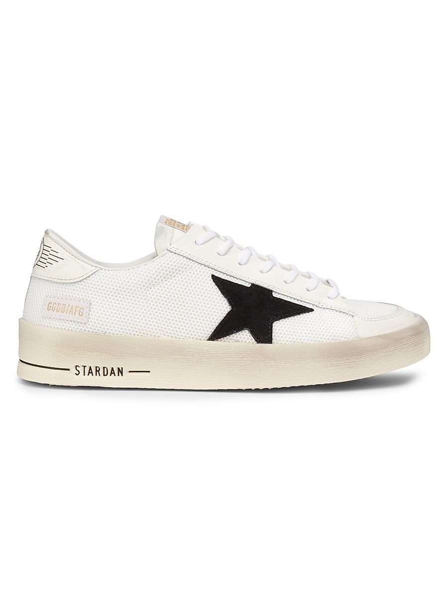 Men's Golden Goose Leather Sneakers - White Black - Size 8