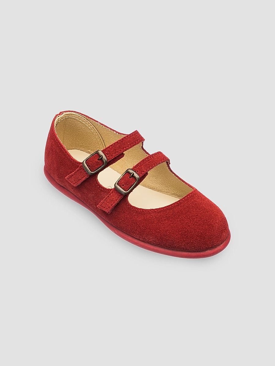 Elephantito Girl's Baby Girl's, Little Girl's & Girl's Suede Double-Strap Mary Janes - Red - Size 6 (Child)