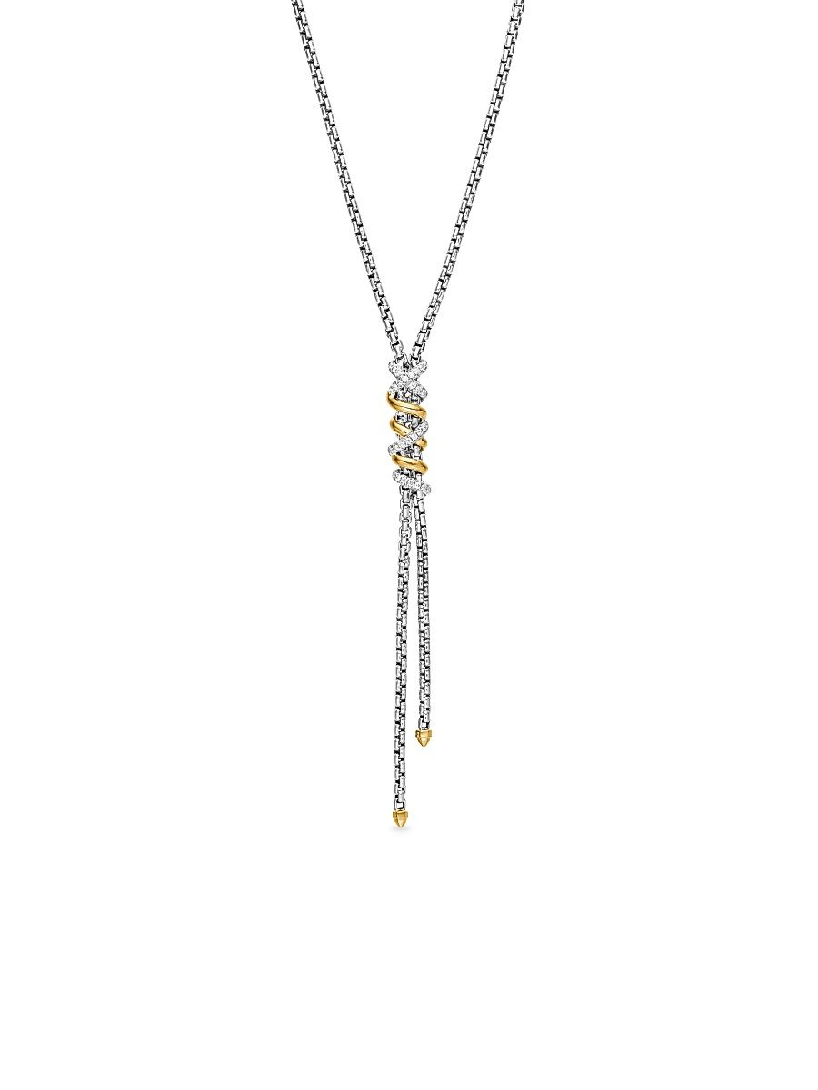 Women's Helena Y Necklace in Sterling Silver with 18K Yellow Gold with Diamonds - Diamond