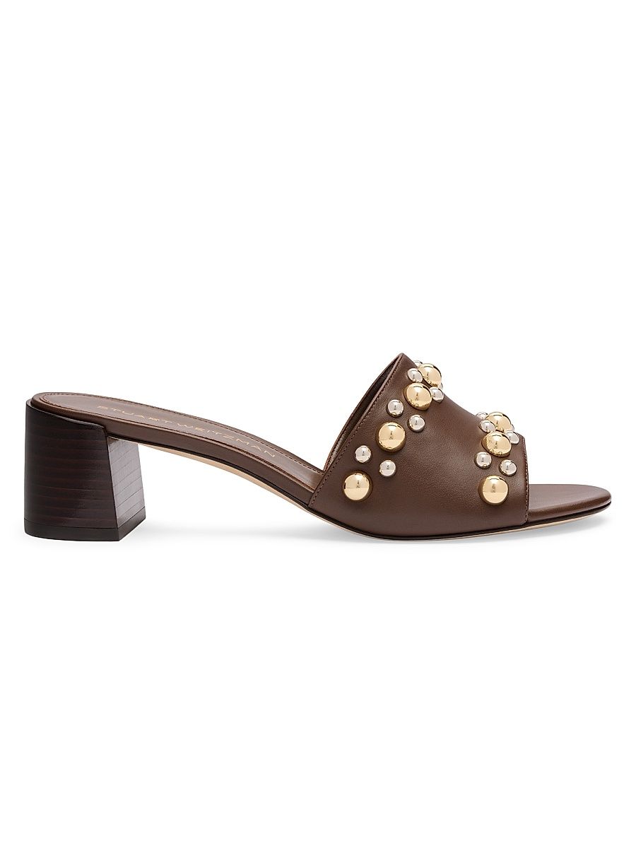 Women's Perry 50MM Studded Leather Sandals - Cigar - Size 10