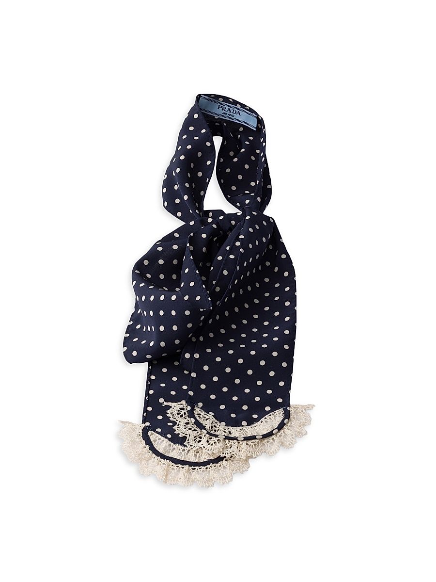 Women's Polka Dot Marocain Scarf - Blue