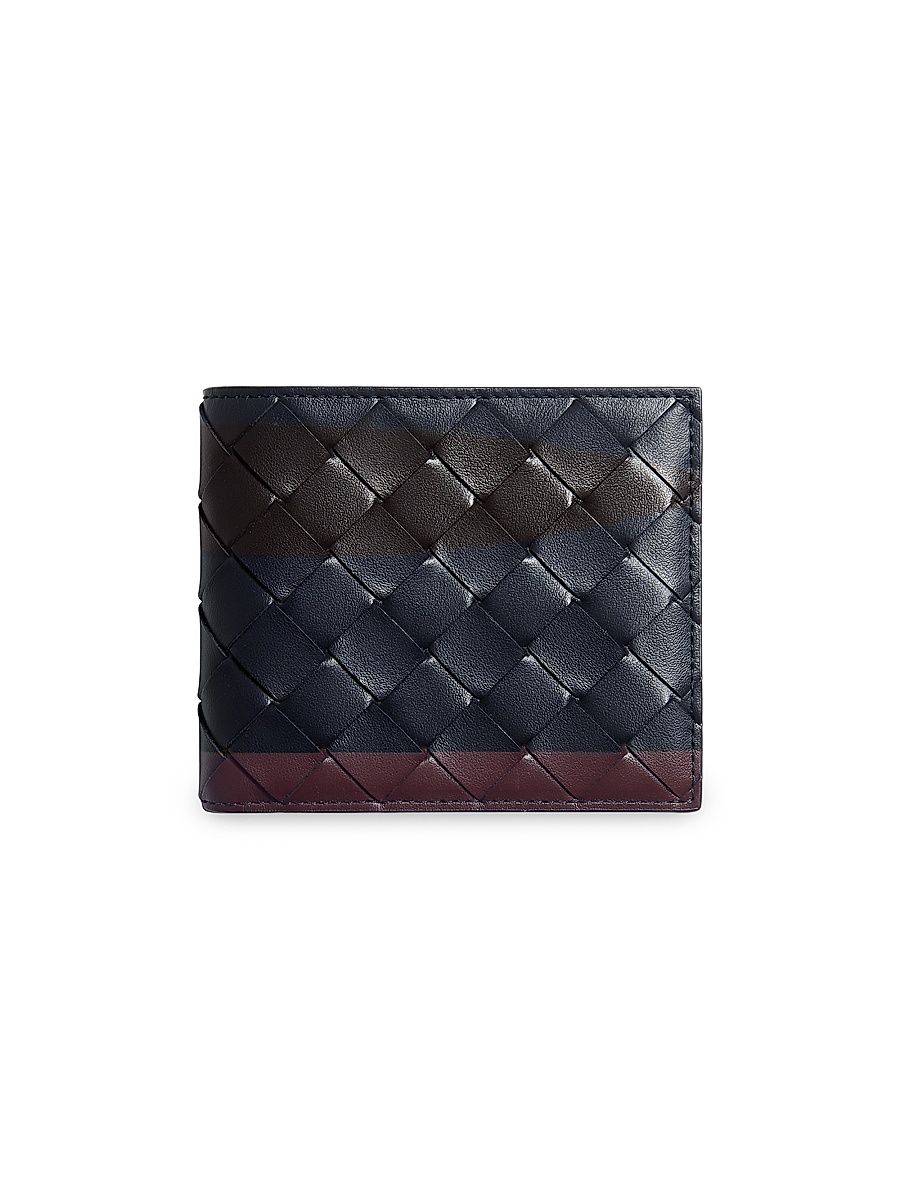 Men's Bicolor Intrecciato Leather Bifold Wallet - Midnight