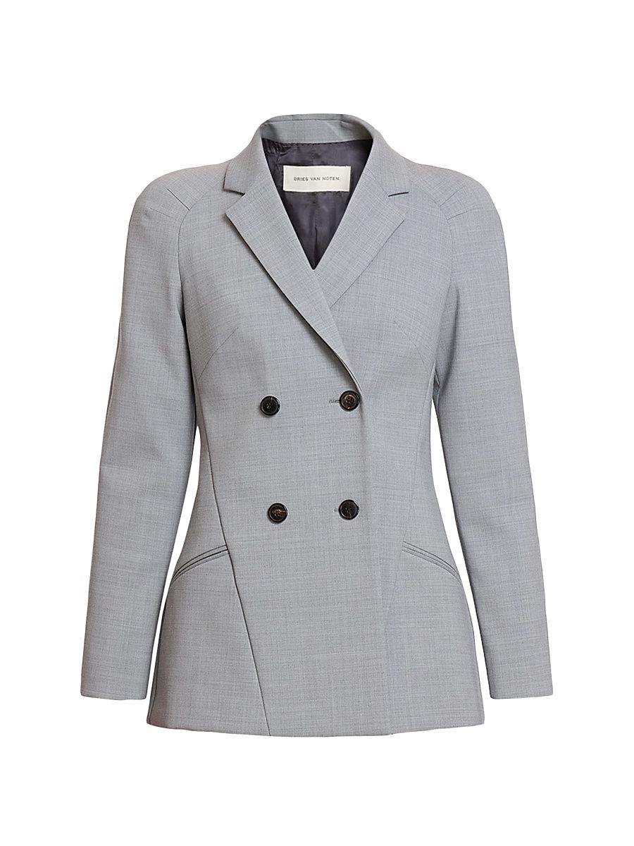 Women's Bonna Wool-Blend Double-Breasted Sport Jacket - Grey - Size 8