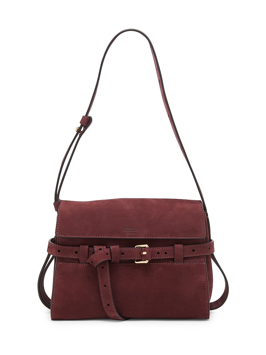 Women's Tie Me Nubuck Suede Shoulder Bag - Wine