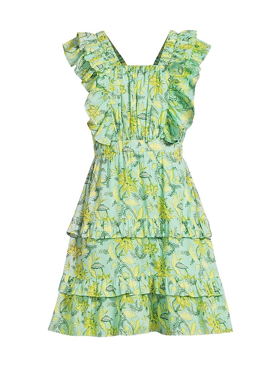 Women's Dante Floral Ruffle Minidress - Light Green - Size Medium