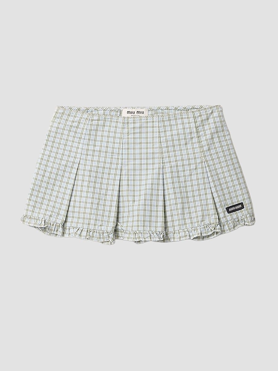 Women's Pleated Check Mini Skirt - Size 4