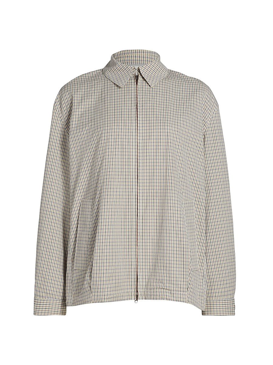 Women's Gardeners Check Oversized Zip Bomber - Stone Tan - Size XL