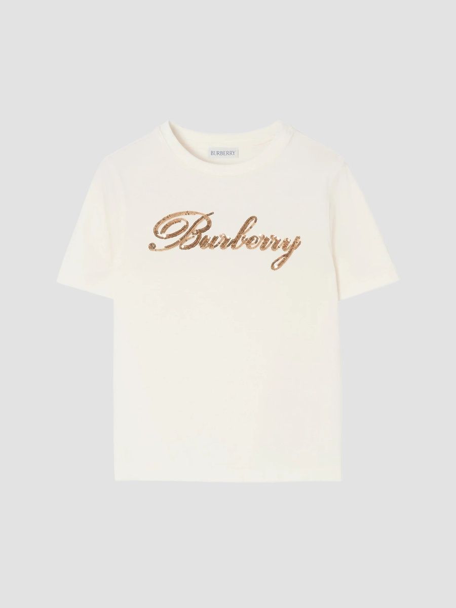 Burberry Girl's Little Girl's & Girl's Sequined Logo T-Shirt - Chalk White - Size 10