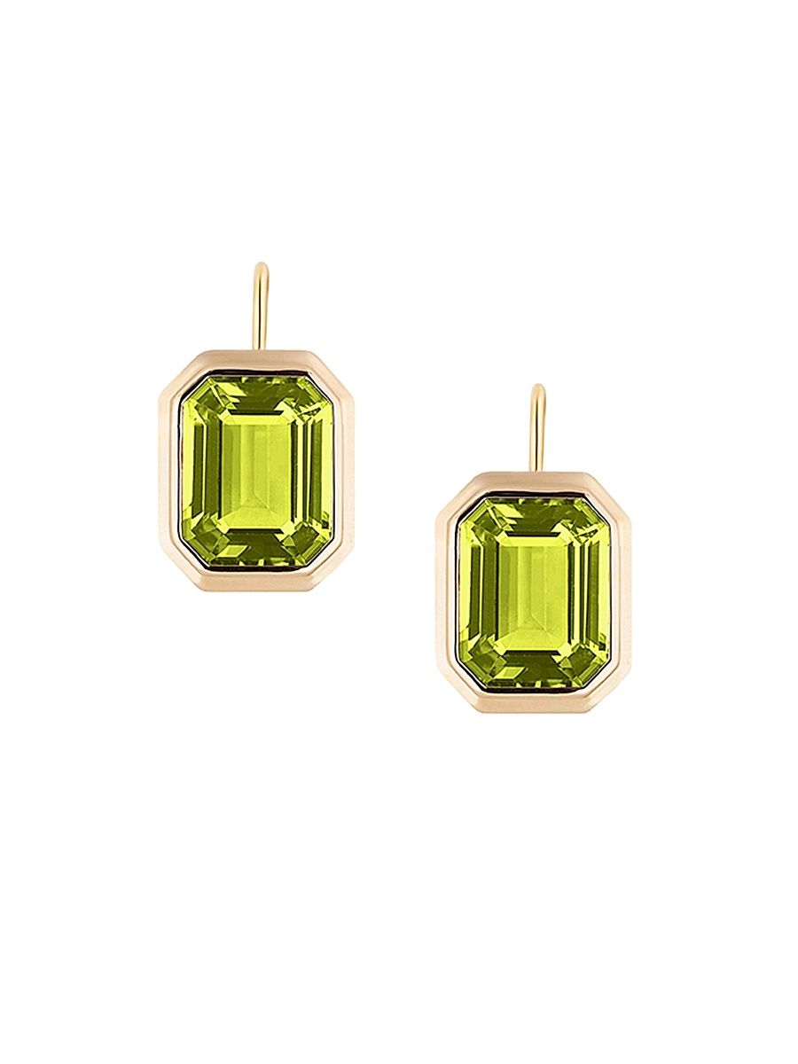 Women's Manhattan 18K Gold & Peridot Drop Earrings - Green