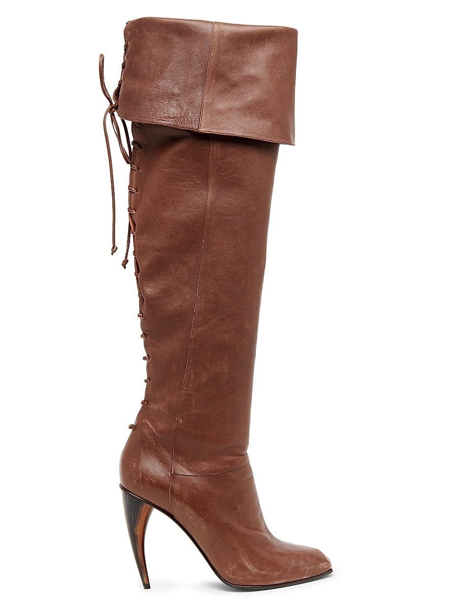 Women's 105MM Leather Knee-High Boots - Vintage Brown - Size 6
