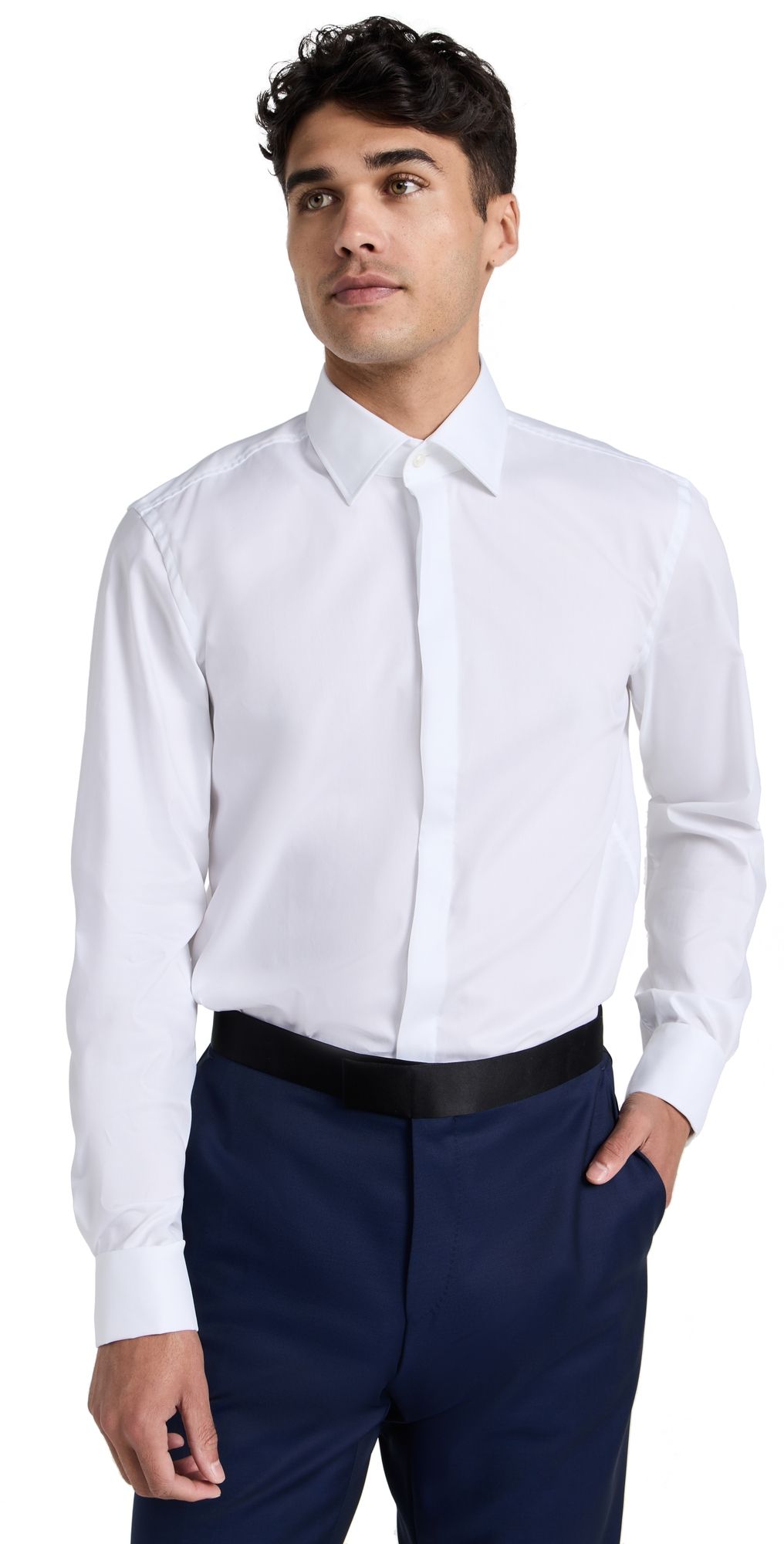 BOSS Slim Fit Easy Iron Stretch Cotton Dress Shirt White 14.5