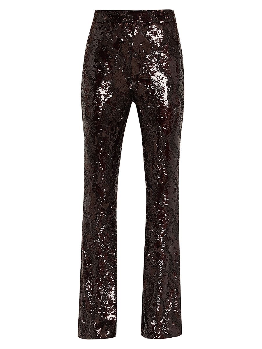 Women's Collier Sequined Flared Pants - Dark Currant - Size 0