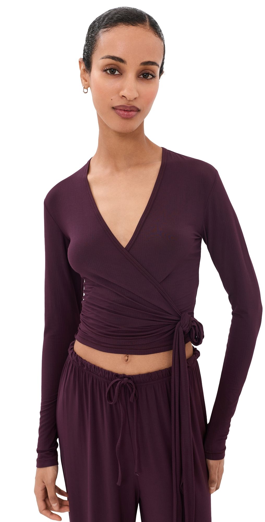 SKIMS Cloud Sleep Wrap Top Currant S