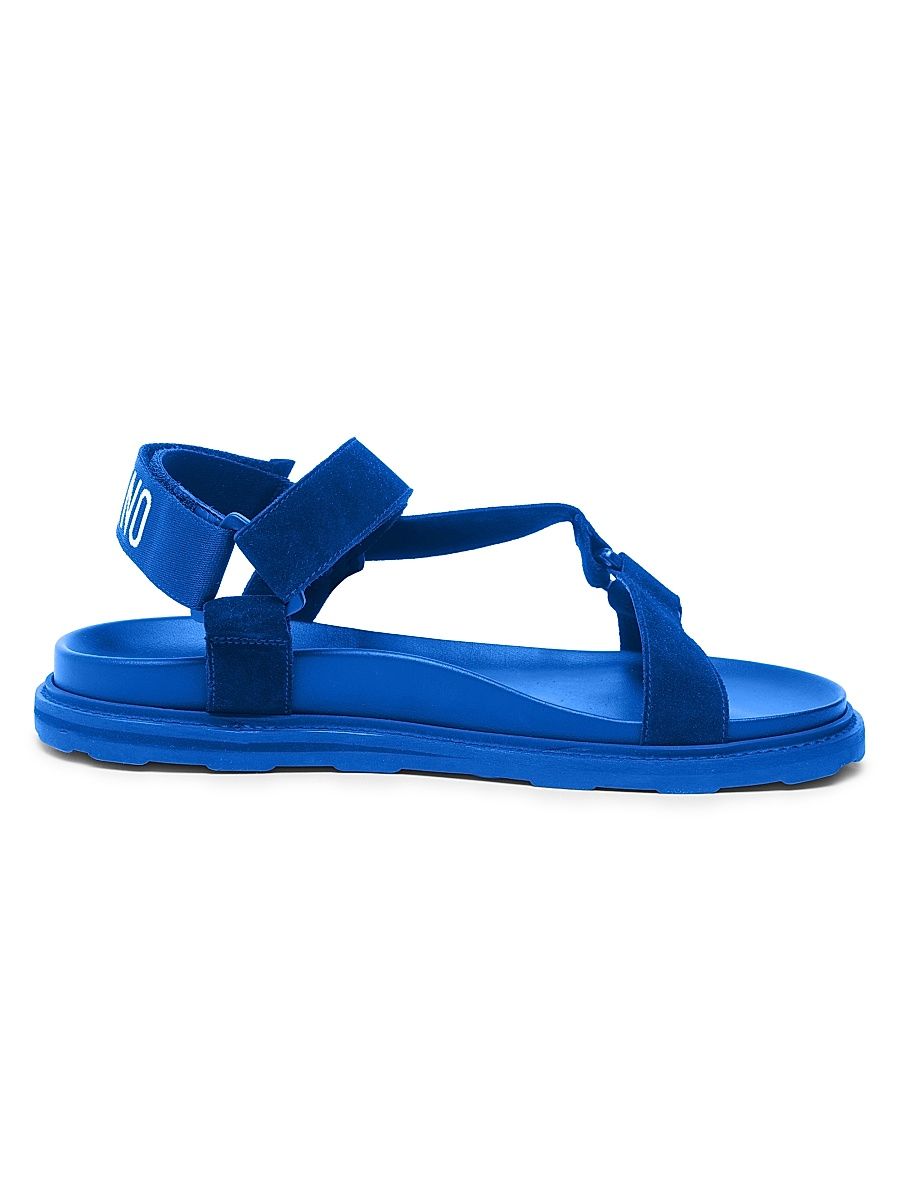 Men's Logo Leather Sandals - Blue - Size 8
