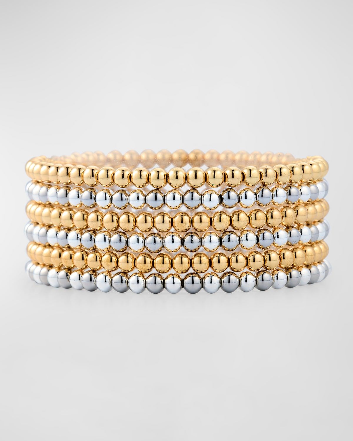 Round Beaded Bracelets, Set of 6