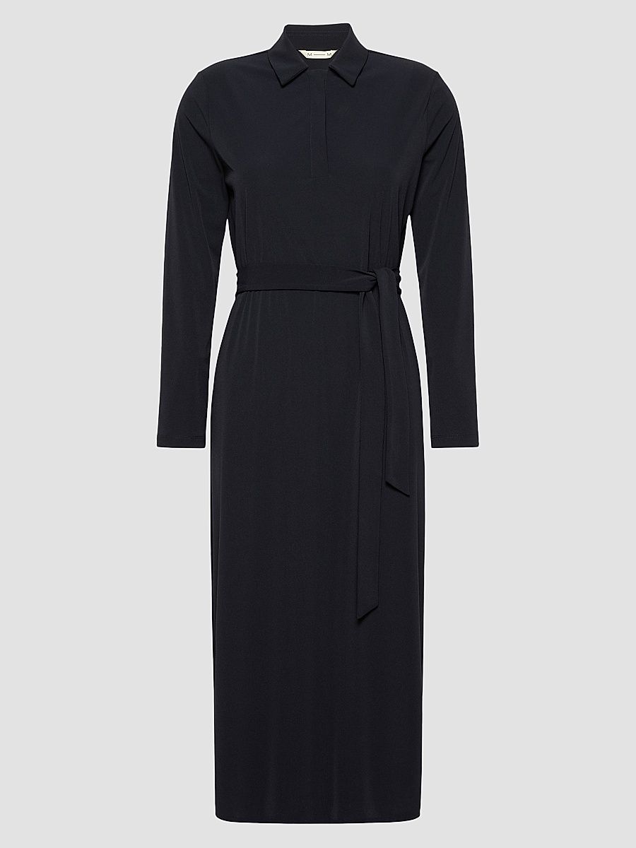 Women's Plissé Pleated Crepe Jersey Dress - Navy - Size XL