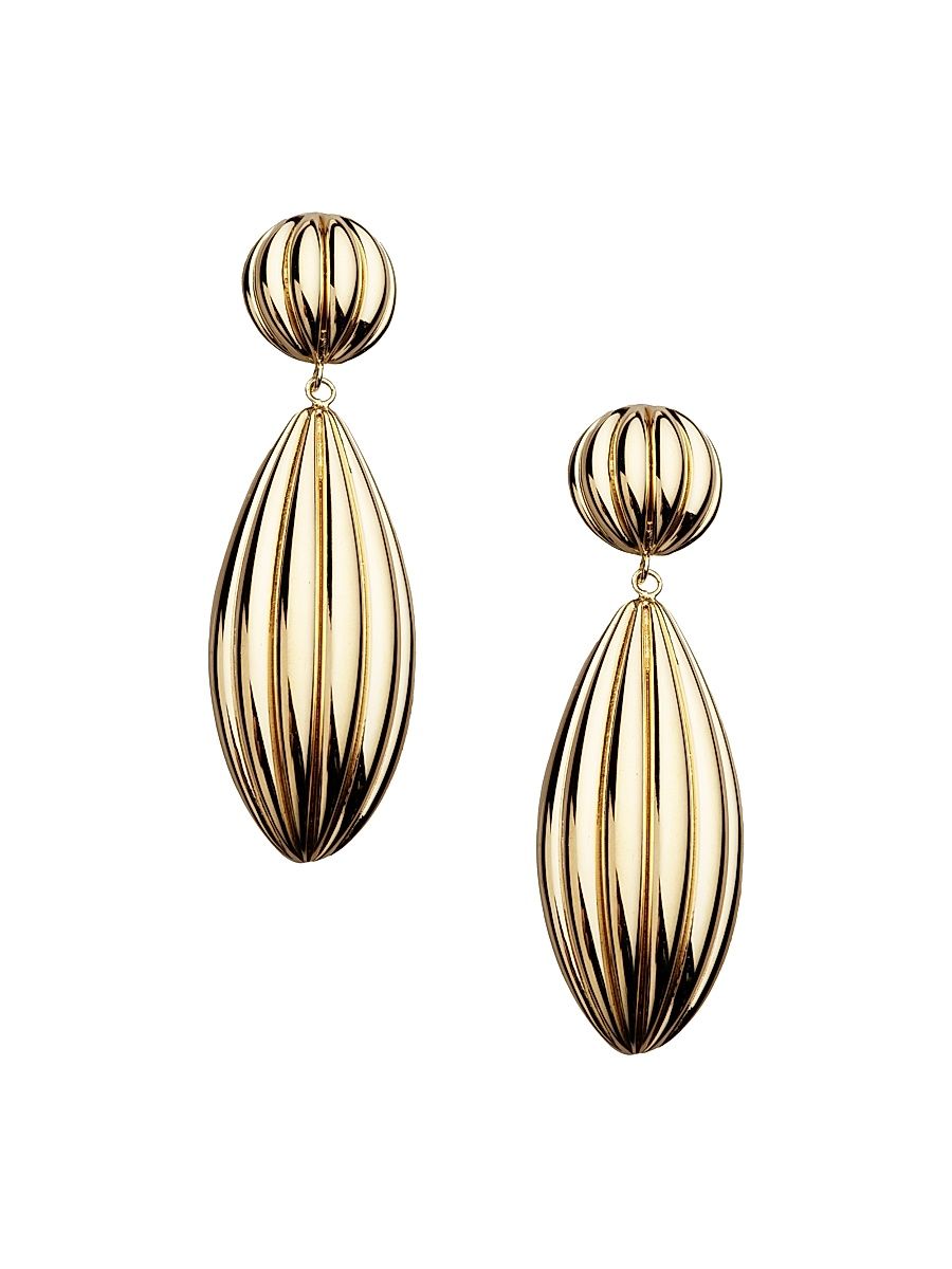 Women's Lucinda 18K-Gold-Plated Fluted Drop Earrings - Gold Vermeil