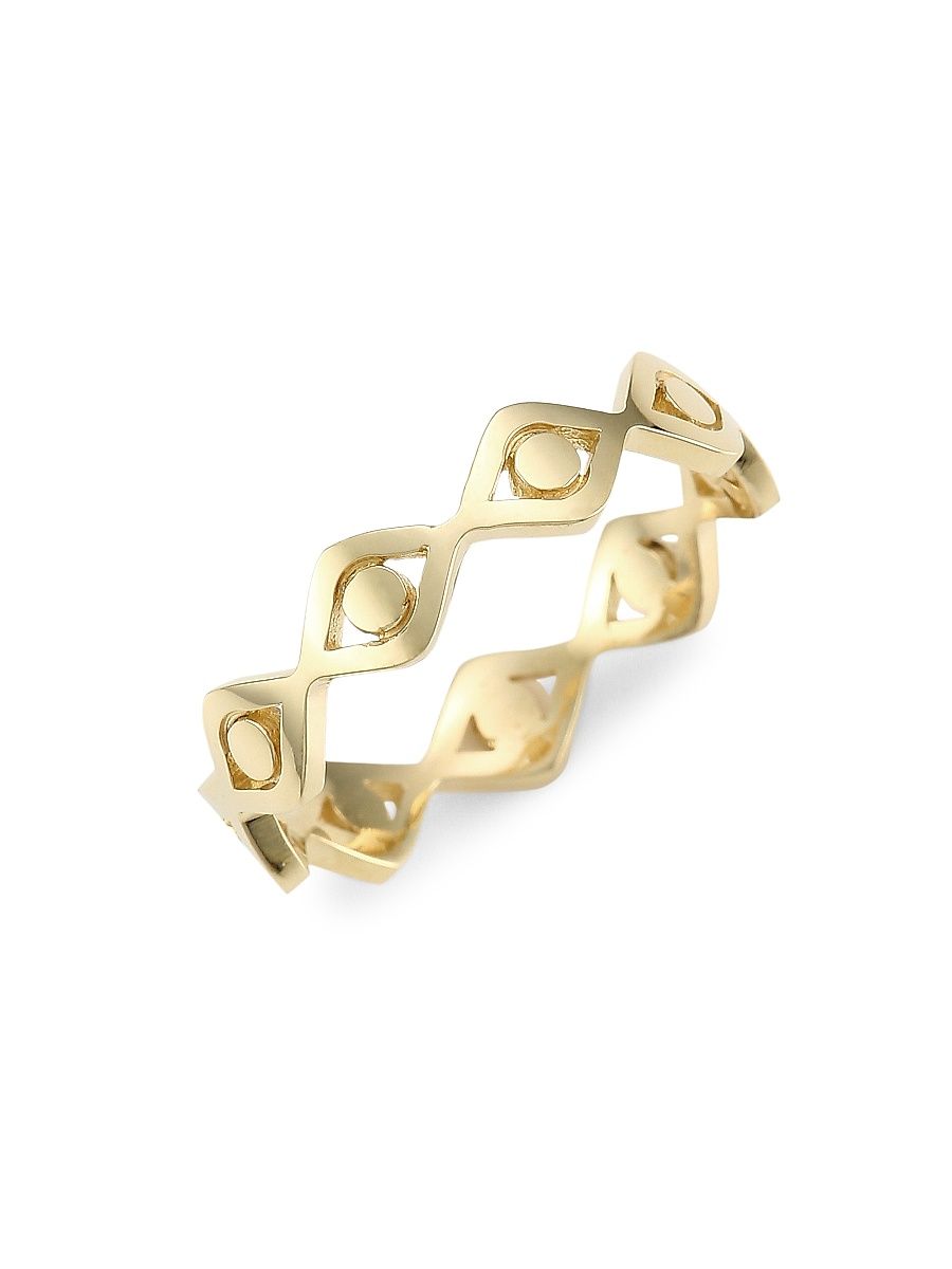 Women's 14K Yellow Gold Evil Eye Eternity Ring - Yellow Gold - Size 6