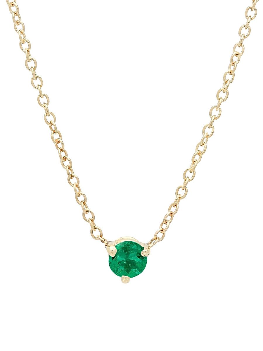 Women's 14K Yellow Gold & Emerald Pendant Necklace - Yellow Gold