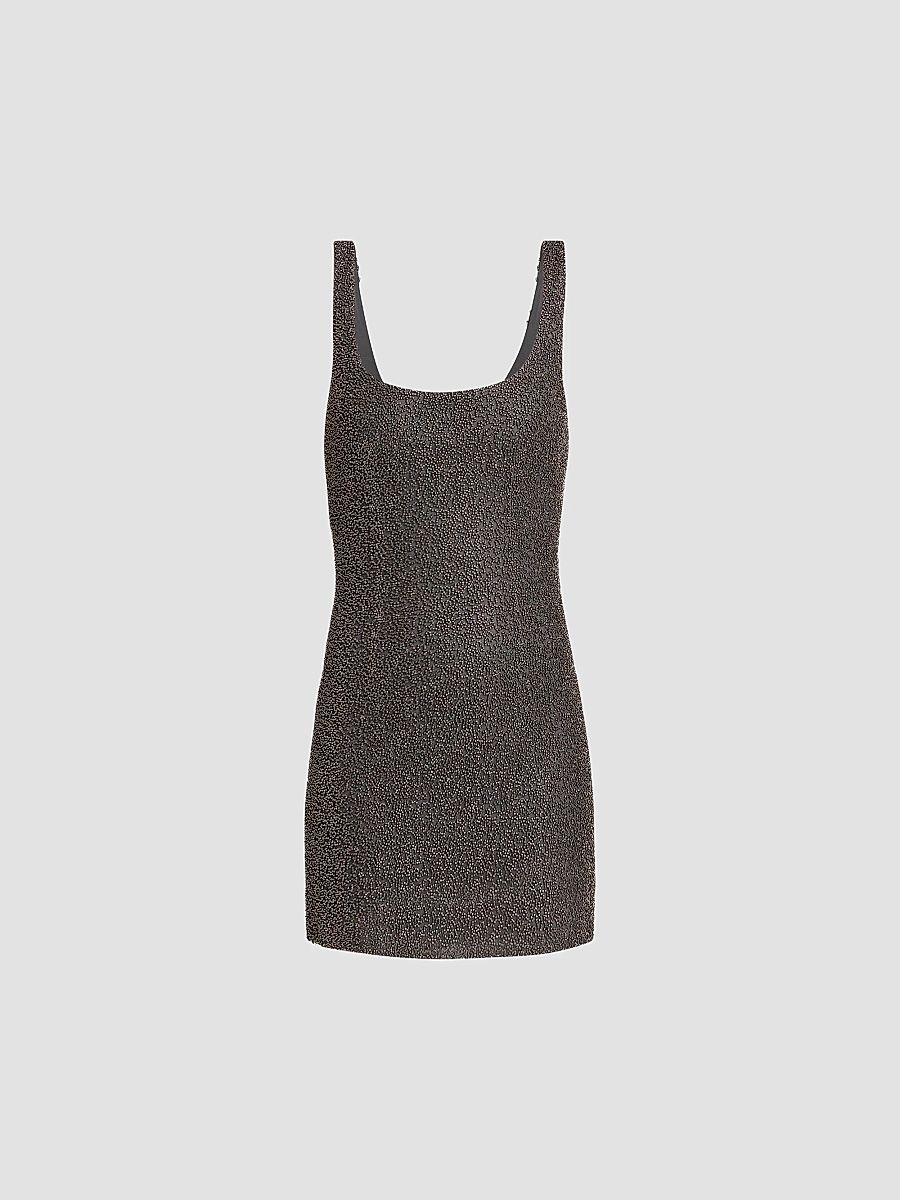 L'AGENCE Women's Inori Beaded Scoopneck Minidress - Gunmetal - Size 14