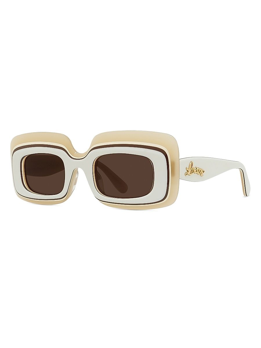 Women's LOEWE x Paula's Ibiza 47MM Rectangular Sunglasses - Ivory Multi Brown