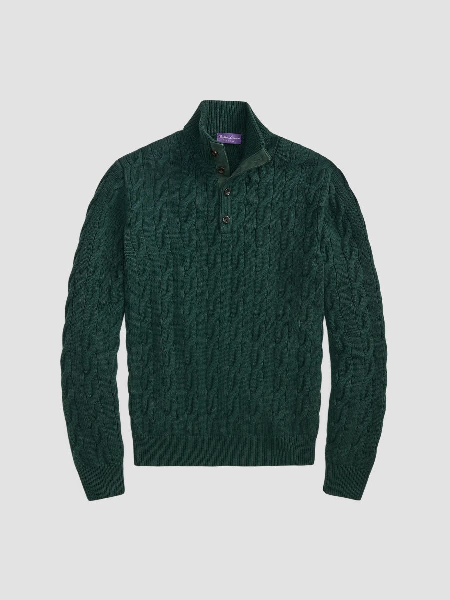 Polo Ralph Lauren Men's Cable-Knit Cashmere Sweater - Green - Size XXL
