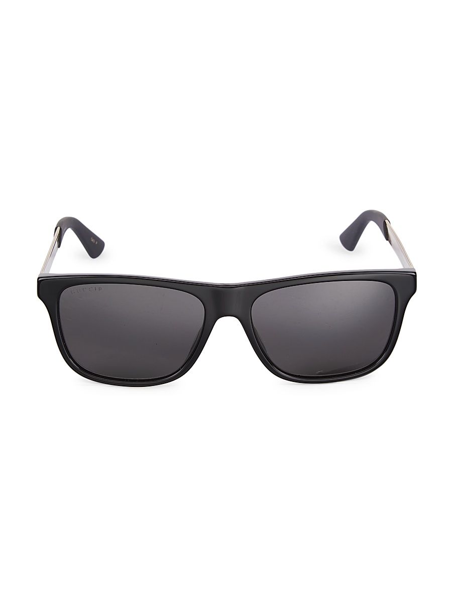 Men's 57MM Rectangular Sunglasses - Black