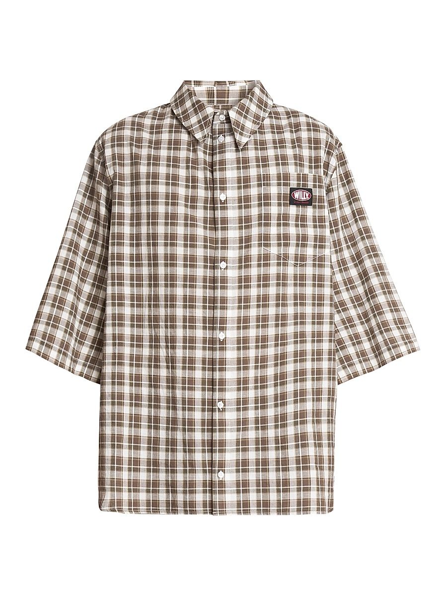 Men's Hacienda Plaid Cotton Shirt - Brown Check - Size Large