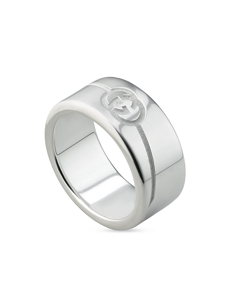 Men's Gucci Tag Wide Ring - Silver - Size 10